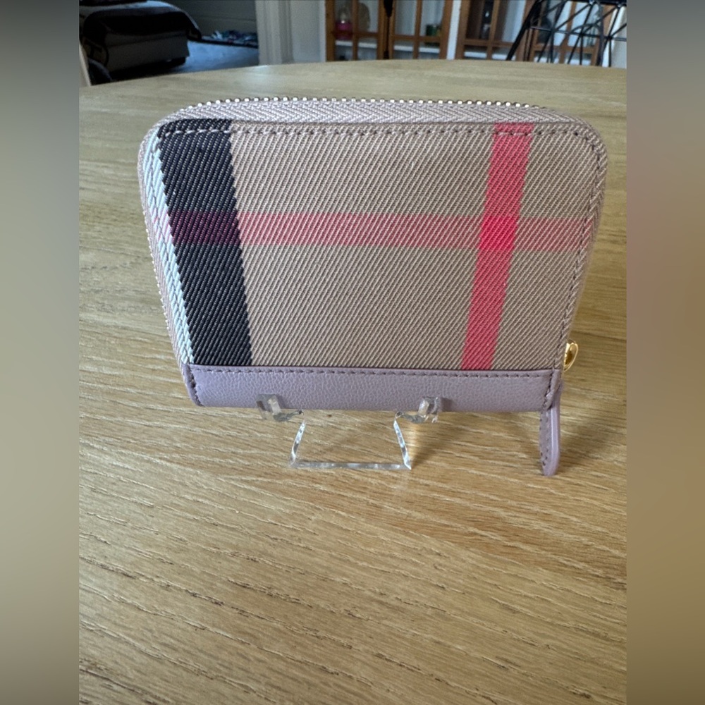 NWT Burberry Mini Check compact zip wallet